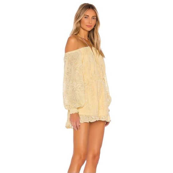 Tularosa Pants - Revolve x Tula Rosa Lemon Drop Ida Romper w/ Sheer Sleeves